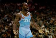 Jordan Burroughs at the 2023 Final X Wrestling.